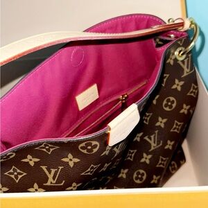Louis Vuitton Brown and Pink Monogram Shoulder Bag